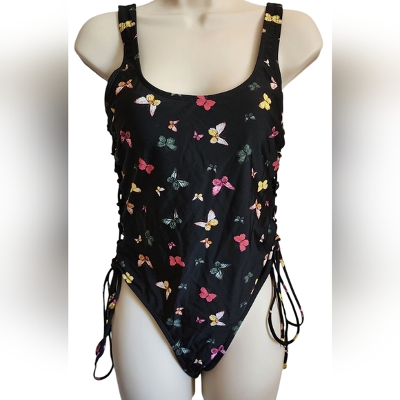 Cyn & Luca Swim Butterfly One Piece Swimsuit Women's M Black - Picture 1 of 9
